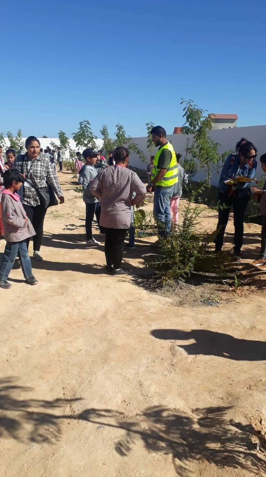 Plantation d'arbres et d'arbustes dans le cadre du projet de préservation des oasis forestières à Mareth, novembre 2018.